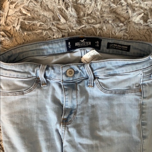 light blue, ripped, low-rise jean legging - Picture 3 of 4